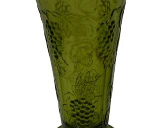 976 - Indiana Green Harvest Grape Vase 7.5"
