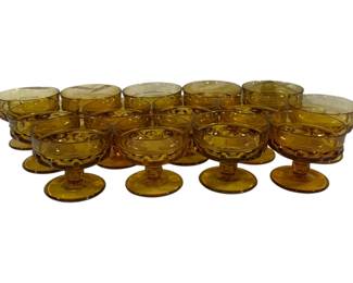 852 - 14 Indiana Kings Crown Amber Sherbets 3.25"
