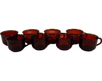 449 - 8 Ruby Red Glass Cups -2.5" tall
