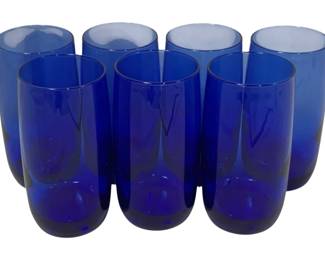 1621 - 7 Cobalt Blue Vintage Tumblers 6"
