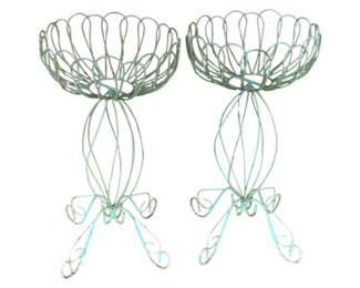 1594 - Pair Wire Metal Planters 33 x 16
