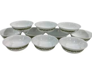 742 - 10 Corelle Green Spring Blossom Bowls 6.5"
