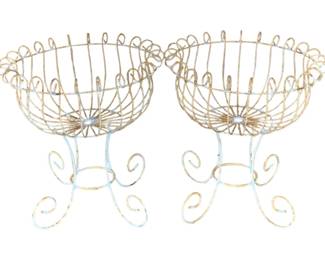1592 - Pair Wire Metal Planters 22 x 24
