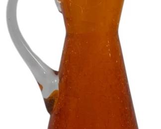 3224 - Blenko Crackle Art Glass Pitcher Vase 12"
