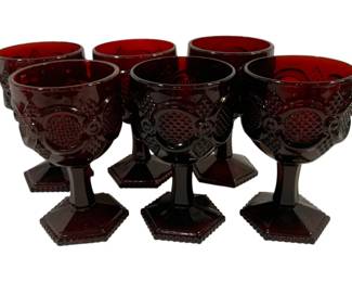 1395 - 6 Avon Ruby Red Goblets 6"
