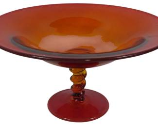 3239 - Tiffin Amberina Twisted Stem Compote 5.5x10"
