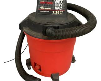 2077 - Craftsman 2.25 HP Wet Dry 16gal Vacuum used, untested, as-is electric/electronic/mechanical item -no guarantee all components are present
