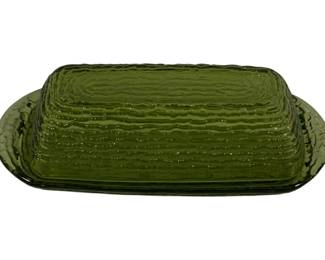 995 - Anchor Hocking Soreno Green Stick Butter Dish 3.5 x 7.5
