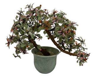 439 - Chinese Jade and Hardstone Bonsai Sculpture 14 x 16
