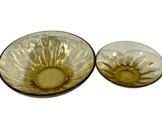 891 - Hazelware Lyric Amber Chip & Dip Bowls 9.5" & 6.5"
