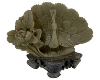 1195 - Soapstone Carved Peacock Figure 4 x 3
