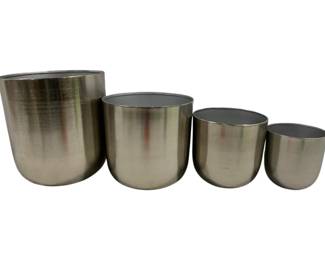 1454 - 4 Metal Planters, 11", 9", 7", 6"
