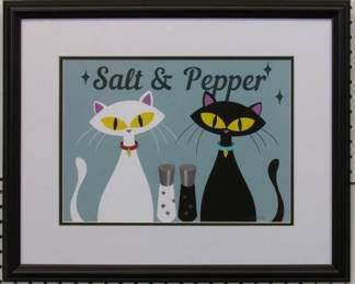 9145 - SALT AND PEPPER CAT PRINT 23 X 19
