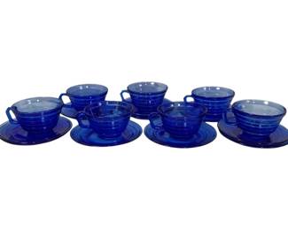 1627 - 7 Moderntone Cobalt Blue Cups & Saucers 3 x 6, 3 extra saucers
