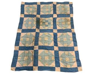 2360 - Hand Stitched Quilt 48 x 38 some staining
