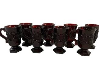 1385 - 8 Avon Ruby Red Mugs 5"
