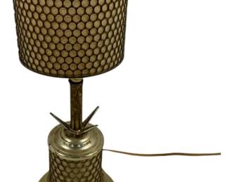 1340 - Gold Mesh Atomic Mid-Century Lamp 15" works, used as-is electric item - no guarantee
