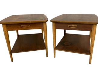 2263 - Pair Lane Walnut 1 Drawer End Tables 20 x 22 x 28, stain mark on one
