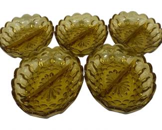 847 - 5 Indiana Amber Thumbprint Relishes 7 x 5
