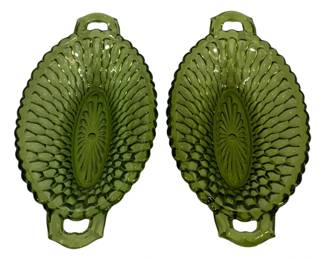 522 - Pair Indiana Glass Honeycomb Oval Dishes 8 x 4.5
