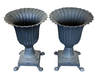 5124 - Pair Cast Iron Garden Urns 24 x 17
