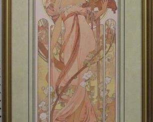 9017 - CHAMPAGNE WHITE STAR GICLEE BY ALPHONSE MUCHA 17.5 X 34.5
