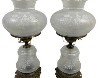 1106 - Pair Vintage Glass Lamps 22" used as-is electric/electronic/mechanical item - no guarantee all components, untested
