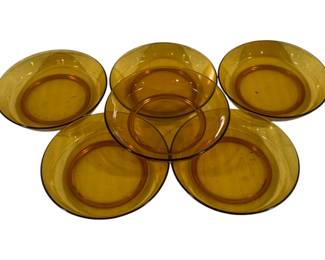 931 - 6 Amber Glass 7.5" Bowls
