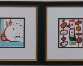 9121 - SET OF 2 MID CENTURY MODERN CATS 10.25 X 11.25
