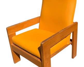 3319 - Orange High Back Mid-Century Lounge Chair