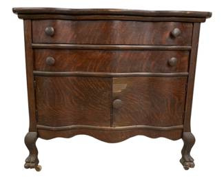 2055 - Original Finish Oak Claw Foot Washstand 31 x 34 x 20
