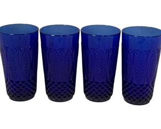 1623 - 4 Avon Sapphire Cobalt Blue Tumblers 6"
