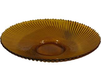 465 - Vintage Amber Swirl Sawtooth Edge Serving Bowl 11.5" round

