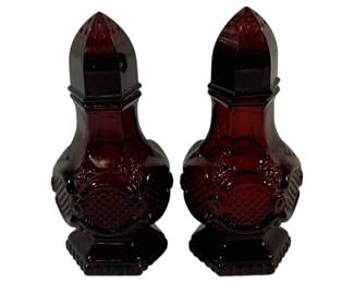 1388 - Pair Avon Ruby Red Salt & Pepper Shakers 5"
