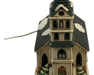 1188 - Lighted Lefton Church 8 x 9 x 6 used as-is electric/electronic/mechanical item - no guarantee all components, untested
