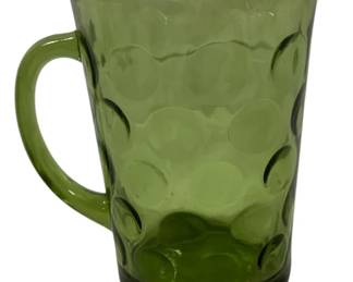 397 - Hazel Atlas Eldorado Green Coin Dot Pitcher 8.25" tall
