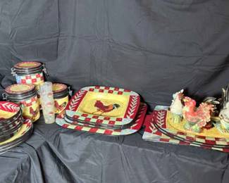 134 Big Rooster Dish Set More
