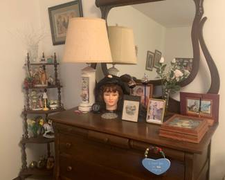 Antique dresser and various collectibles