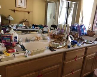 bathroom with various goods