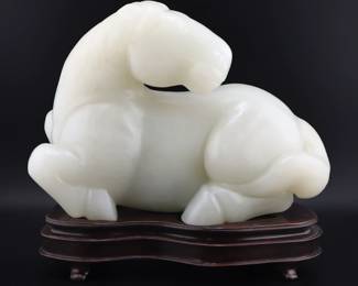 Lot 345 ExChristies White Jade Carving of a Horse