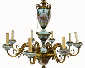 Lot 209 Attrib. SEVRES Bronze Mounted Porcelain Chandelier