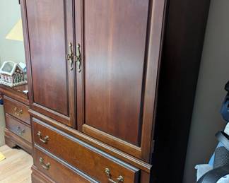 Armoire - part of a set with a smaller bedside table and larger set of drawers, bedside table visible here