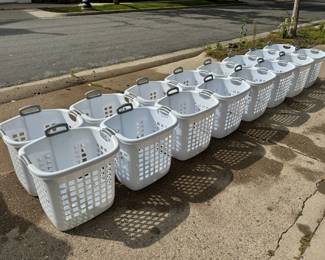 There are over 20 in total rolling laundry baskets