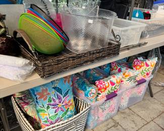 Nice selection of outdoor pillows, ice buckets and food covers 