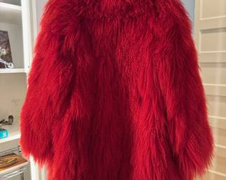 Super fun Mongolian sheep dyed fur coat, Size XL