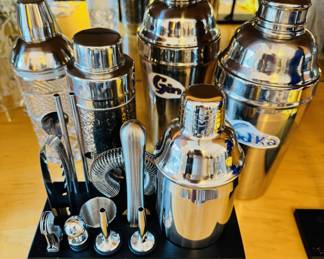 There is a very large selection of barware, stemware and shakers, perfect for the consummate entertainer