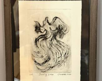 Small framed “Dancing Dress” print by J. Weddell, numbered 1 of 15