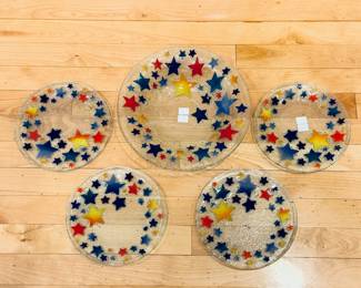Star bowl and four plates by Peggy Karr