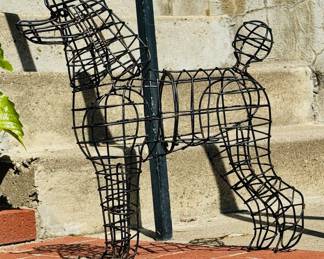 Vintage wire metal “poodle” topiary cage