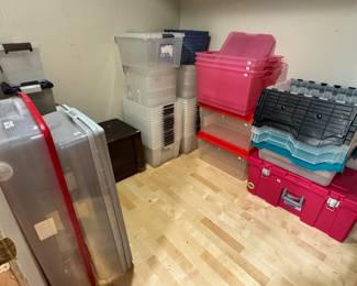 Small selection of the large amount of storage totes in all sizes